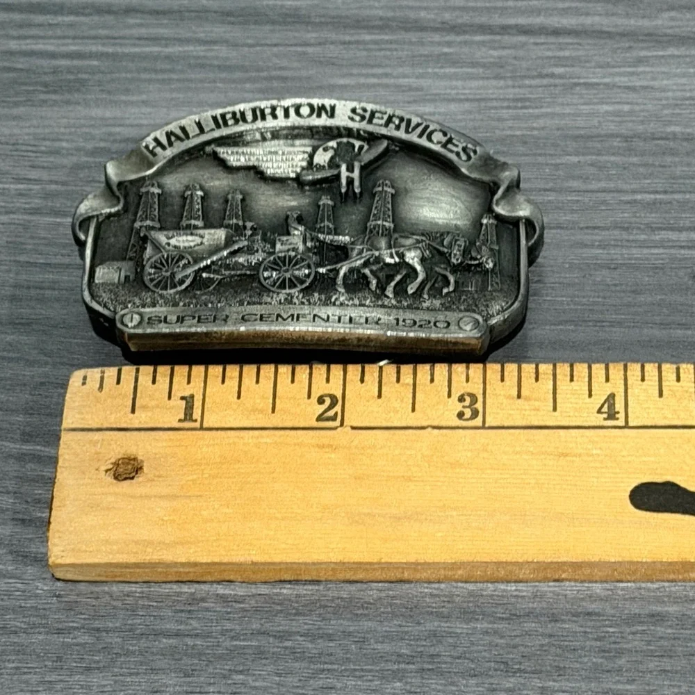 Vintage 1982 Halliburton Services Super Cementer 1920 Belt Buckle Oil Gas Promo